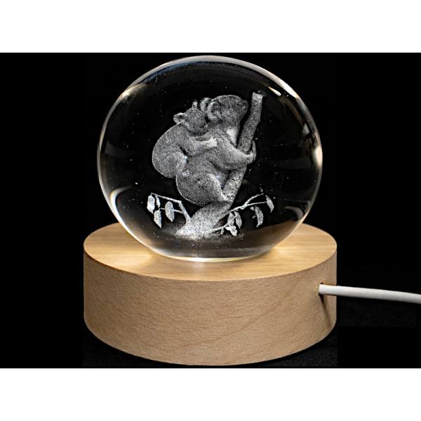 Glass ball diameter 60 mm, motif Koala