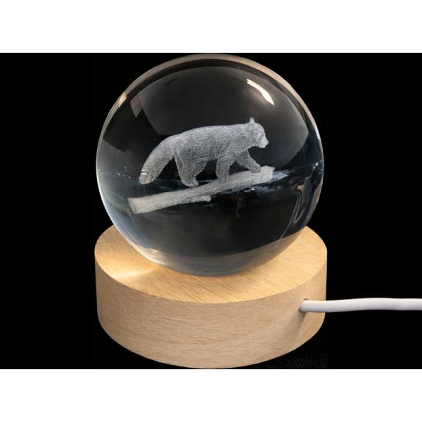 Glass ball diameter 60 mm, motif red panda