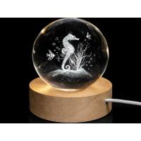 Glass ball diameter 60 mm, motif Seahorse