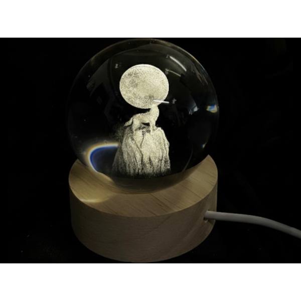 Glass ball diameter 60 mm, motif Wolf