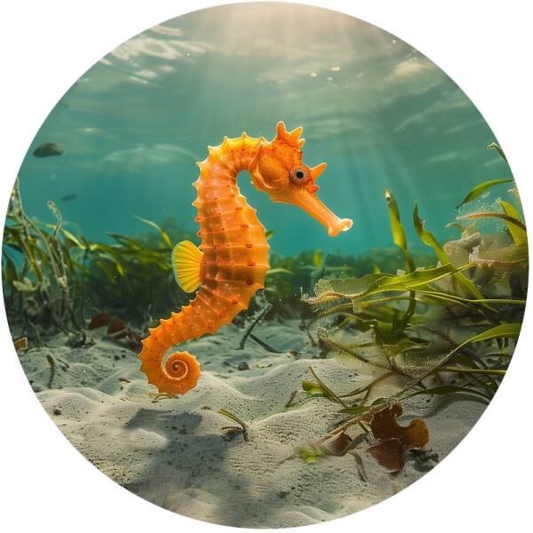 Glas Magnet- Seepferdchen orange