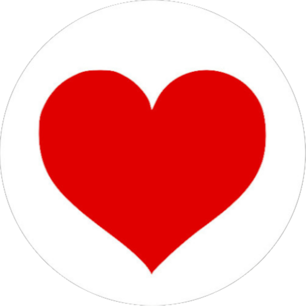 Strong, colorful, round glass magnets, motif Heart