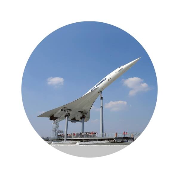 Strong, colorful, round glass magnets, motif Concorde