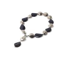 Kette Achat, mit Anhänger, schwarz