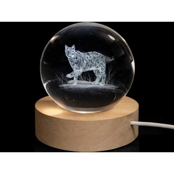 Glaskugel d=60 mm Motiv Luchs