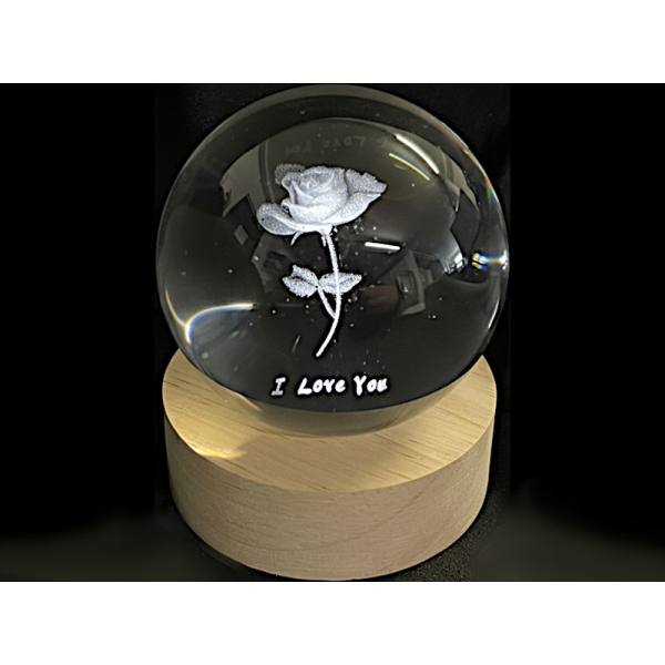 Glaskugel d=60 mm Motiv Rose