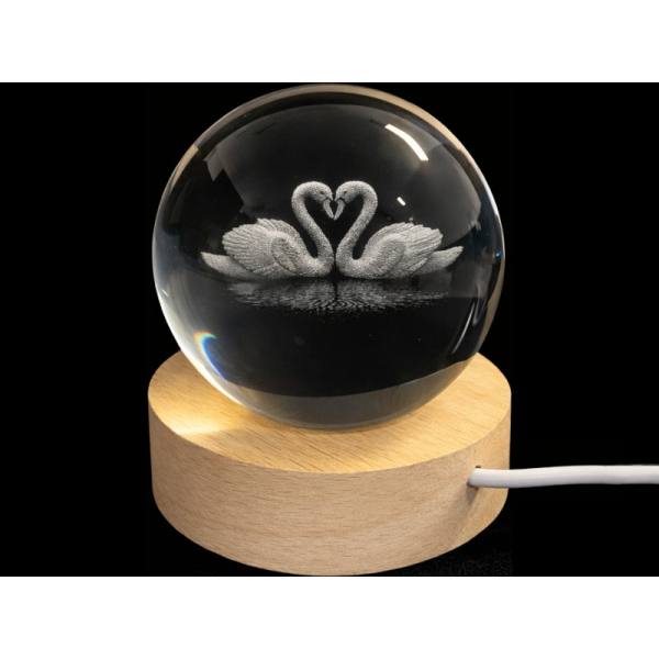 Glaskugel d=60 mm Motiv Schwan