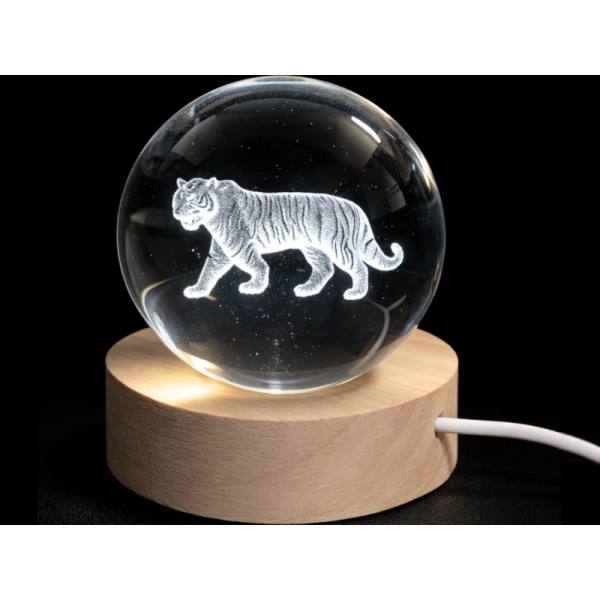 Glaskugel d=60 mm Motiv Tiger