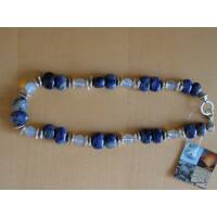 Kette, kurz, Mondstein und Steine, blau