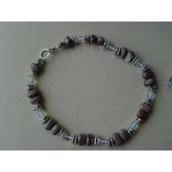 Kette, kurz, Mondstein und Stein