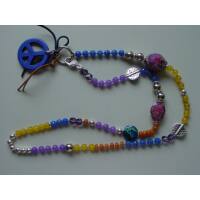 Kette mittel mit Anhänger Peace, lila braun