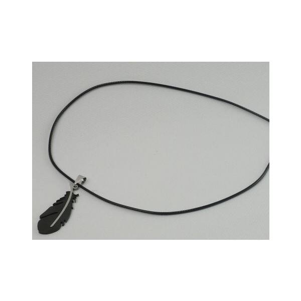 Kette Feder Edelstahl schwarz, mit gew. Stoffband