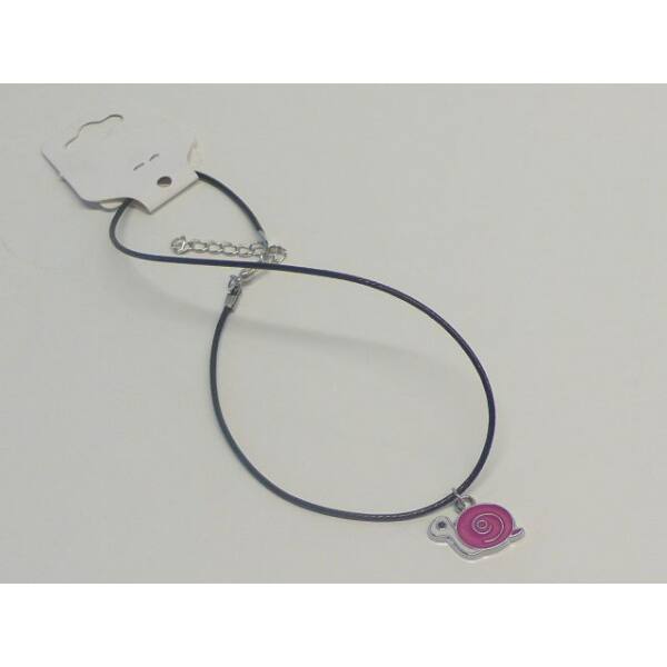 Anhänger Schnecke pink an schwarzem Stoffband