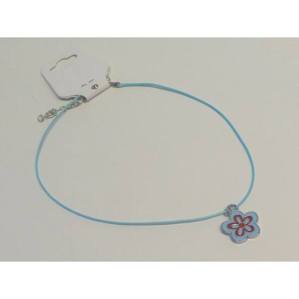 Anhänger Blume, hellblau an hellblauem Stoffband