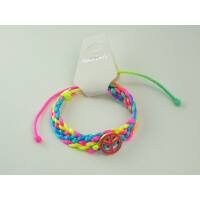 Armband mit Peace-Symbol , geflochten, bunt