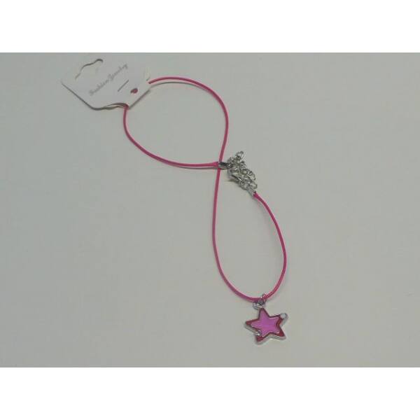 Anhänger Stern, pink an pinkem Stoffband