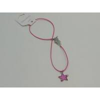 Anhänger Stern, pink an pinkem Stoffband