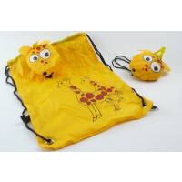 Beutel mit Kordel-Zugverschluss , Motiv Giraffe, gelb