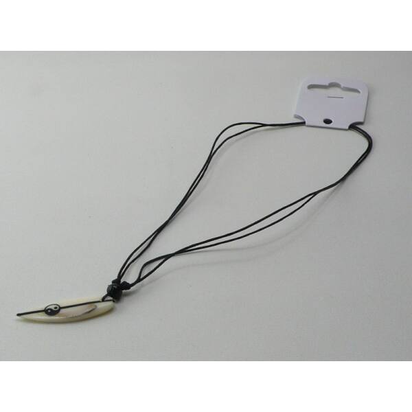 Kette Surfbrett Yin Yang, mit Stoffband verstellbar, weiß