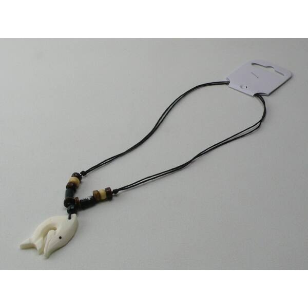 Kette Delphin, mit Stoffband verstellbar, braun