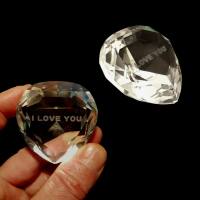 Kristallherz mit Motiv Schriftzug I love you