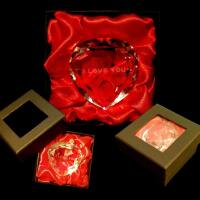 Crystal heart with motif Text I love you