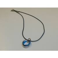 Kette Doppel-Ringe Edelstahl, mit gew. Stoffband