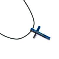 Kette geteiltes Kreuz Edelstahl, mit gew. Stoffband