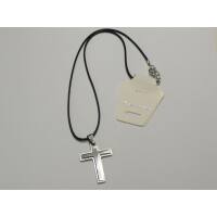 Kette Kreuz Edelstahl, mit gew. Stoffband