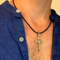 Stoffband mit Anhänger Dolch Edelstahl