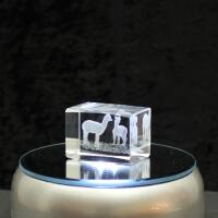 3D-Glas-Cube-2 Alpakas, versch. Größen