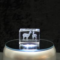 3D-Glas-Cube-2 Alpakas, versch. Größen