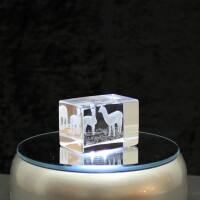 3D-Glas-Cube-2 Alpakas, versch. Größen