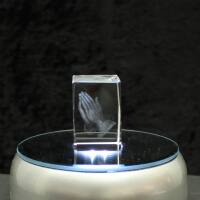 3D-Glas-Cube-betende Hände, versch. Größen