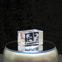 Crystal cuboid block, motif Several Dinosaurs