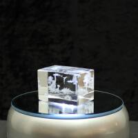 Crystal cuboid block, motif Several Dinosaurs