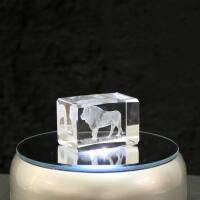 Crystal cuboid block, motif Running Lion
