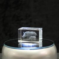 3D-Glas-Cube-Nashorn, versch. Größen