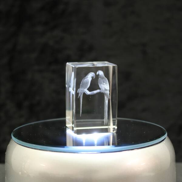 3D-Glas-Cube-Papagei, versch. Größen