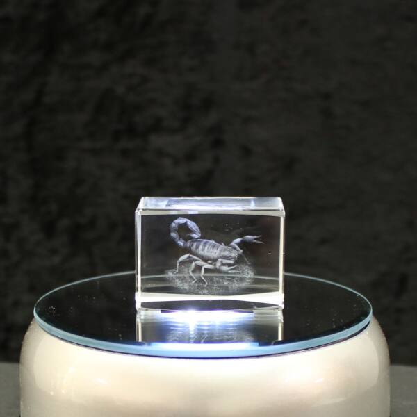 Crystal cuboid block, motif Scorpio