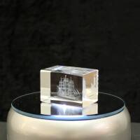 Crystal cuboid block, motif Sailing Ship