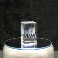 3D-Glas-Cube-2 Wölfe, versch. Größen