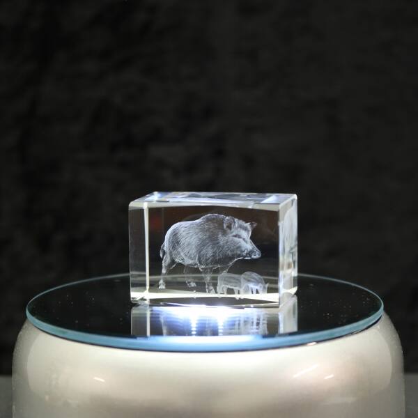 Crystal cuboid block, motif Wild Boar