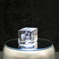 Crystal cuboid block, motif Zebra With Foal