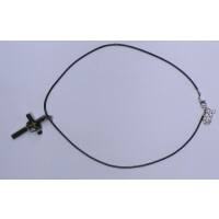 Kette, Kreuz mit Ring Edelstahl, mit gew. Stoffband